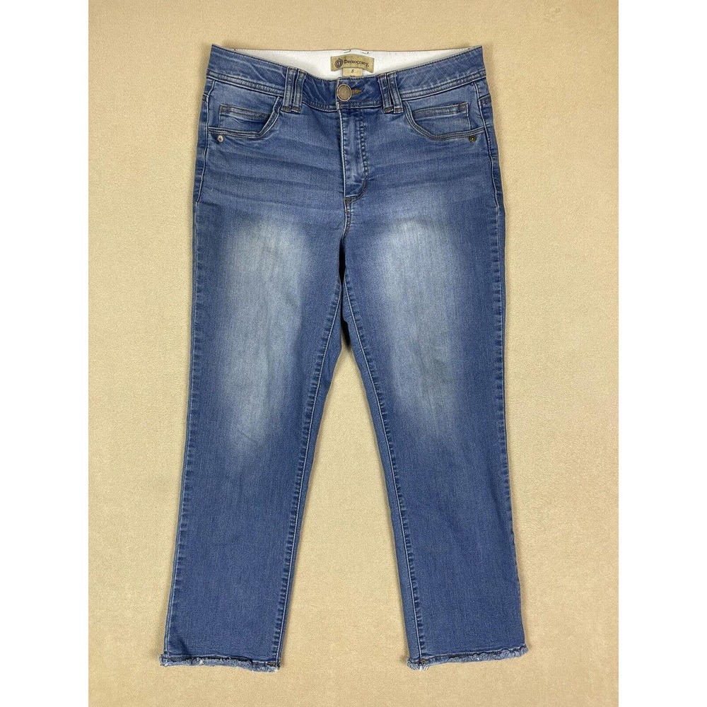 Democracy Jeans Adult 8 Blue Ab Technology Straight Leg Mid Rise Womens
